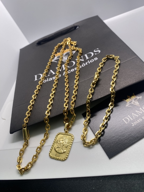 cadeado 4 mm-60 cm+Placa Jesus Cristo