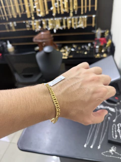 Pulseira grumet 7 mm - fecho gaveta - marcação 750 - banhada a ouro 18k - Diamonds Joias 