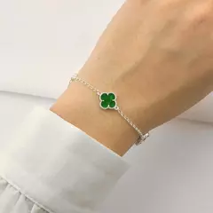 Pulseira 4 trevos na cor verde - Prata 925