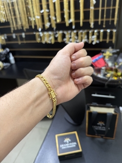 Pulseira grumet 7 mm ( fecho gaveta e marcação de ouro 750) - Diamonds Joias 