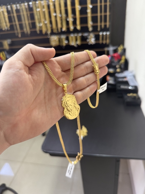 Grumet soldada 5 mm+Jesus Cristo ( ganhe uma pulseira de brinde)