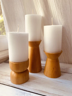 CANDELABRO PORTA VELAS DE MADERA LOLA - tienda online