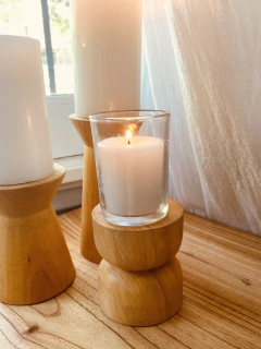 CANDELABRO PORTA VELAS DE MADERA LOLA - comprar online