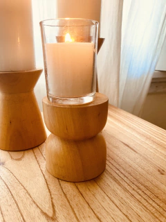 CANDELABRO PORTA VELAS DE MADERA LOLA