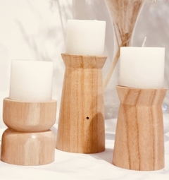 CANDELABRO PORTA VELAS DE MADERA EMMA - comprar online