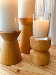 CANDELABRO PORTA VELAS DE MADERA LOLA - MOKA deco.home