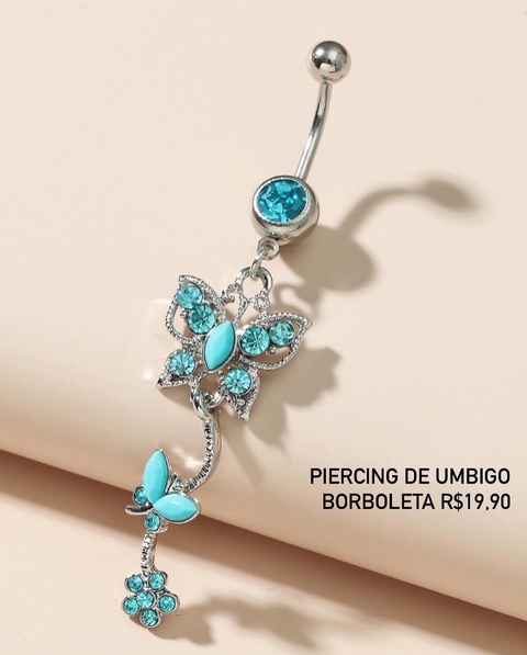 Piercing de Umbigo Borboleta Azul