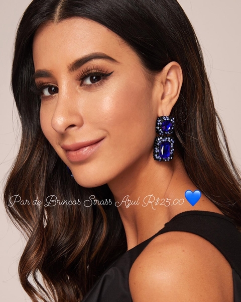 Par de Brincos de Strass Azul