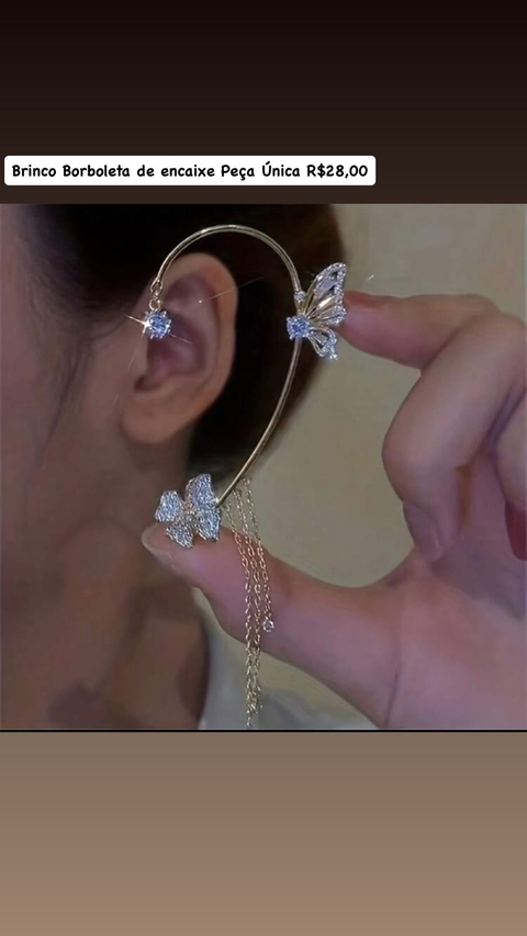 Brinco Borboleta de encaixe