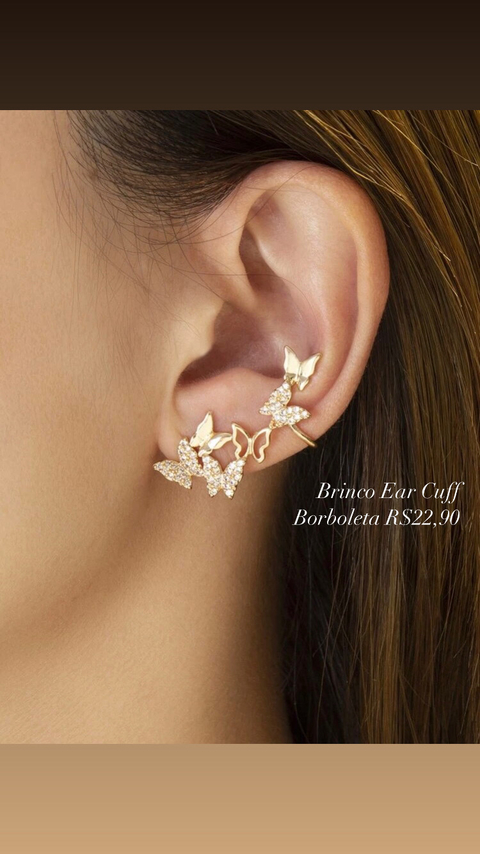 Brinco Ear cuff Borboleta de uma orelha. Peça única