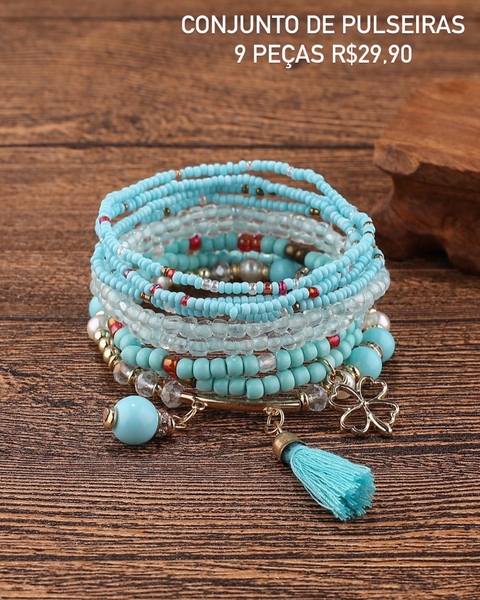 Conjunto de Pulseiras 9 Peças