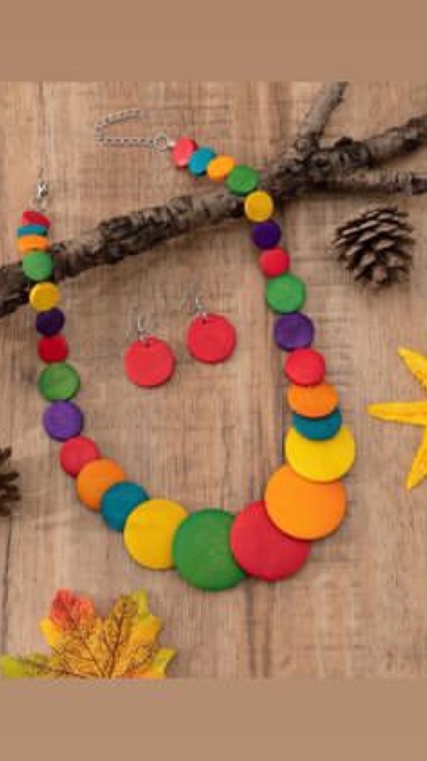 Conjunto de Colar e Brinco Colorido - comprar online