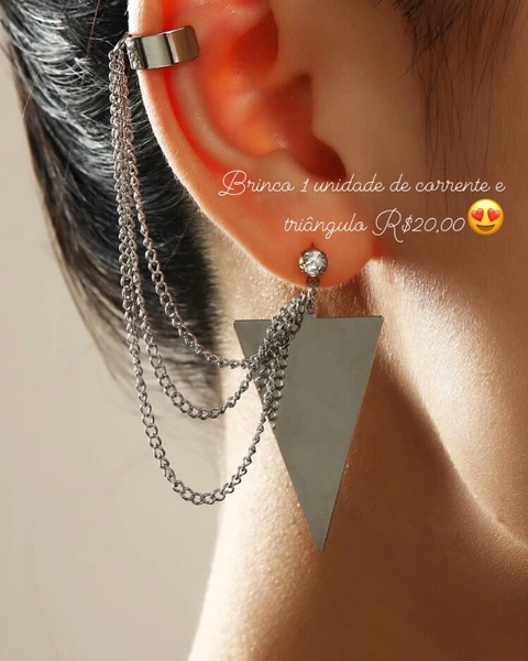 Brinco Ear Line de corrente e triângulo 1 unidade
