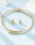Conjunto de Colar e Brinco Dourado Estilo na internet