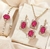 Conjunto de Colar, Pulseira, Brincos e Anel de Pedra Rosa - comprar online