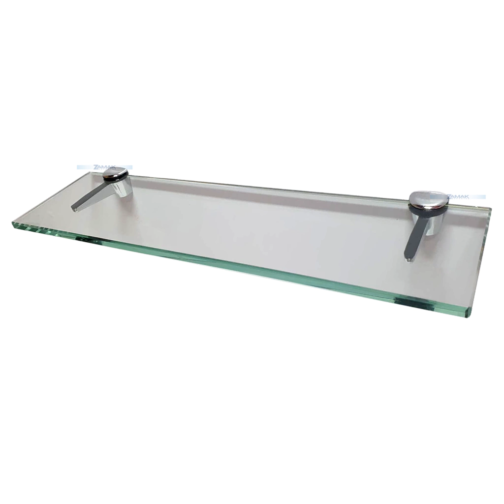 Prateleira de Vidro com Fênix Cromado para Porta Shampoo / Decorativa 10cm X 40cm X 8mm