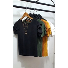Blusa Suede Babado Feminina Elegante Blusinha Da Moda Manga Curta Roupa Aveludada Corte a Laser T-Shirt Verão Camisa Cam na internet