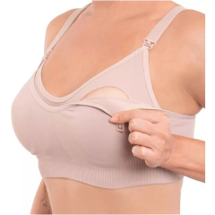 Sutiã Top de Amamentação Trifil com Pouca Costura Sem Bojo Alca Ajustável Fecho Click Feminino Liso