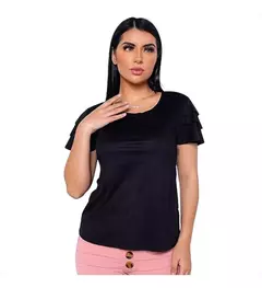 Blusa Suede Babado Feminina Elegante Blusinha Da Moda Manga Curta Roupa Aveludada Corte a Laser T-Shirt Verão Camisa Cam
