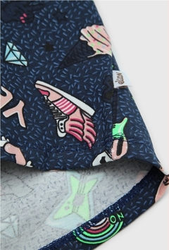 Vestido Elian Infantil  Estampado Azul-Marinho