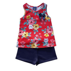 Conjunto Verão Infantil Feminino Menina Flores - J.A DRESS WELL - Moda Masculina e Feminina Confortável