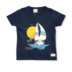 Conjunto Com Camiseta E Bermuda Cacau Kids Barco