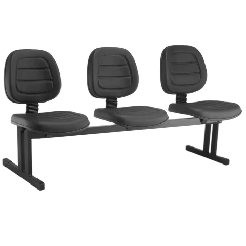 Longarina EXECUTIVA Costurada 03 Lugares - Cor Preta - MARTIFLEX - 33103