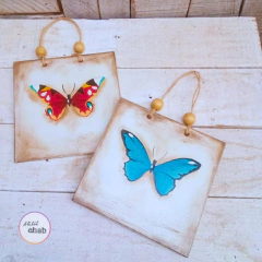 Duo Borboletas - Azul e Vermelho - Atelie Chab - Produtos exclusivos com design e elegância