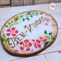 Imagem do Placa Bem-vindos Floral