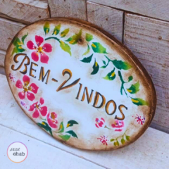Placa Bem-vindos Floral - loja online