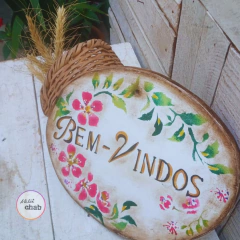 Placa Bem-vindos Floral na internet