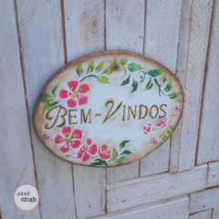 Placa Bem-vindos Floral - comprar online