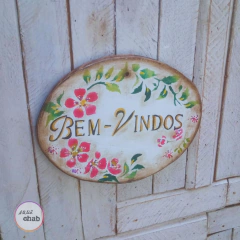 Placa Bem-vindos Floral - comprar online