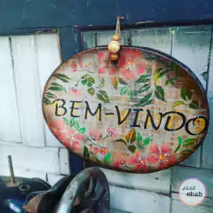 Placa Bem-vindo - Floral