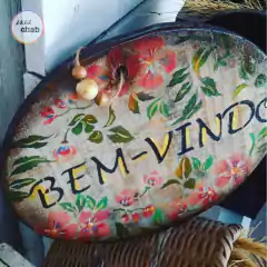 Placa Bem-vindo - Floral - comprar online