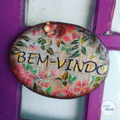 Placa Bem-vindo - Floral na internet