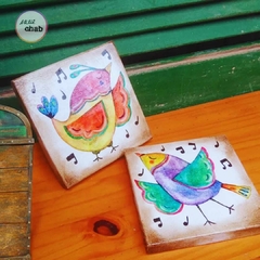 Quadro Passarinhos Felizes-03 - comprar online