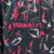 Buzo Yazuka anorak dama rompeviento en microfibra negra con diseño floral y detalles en rosa y azul