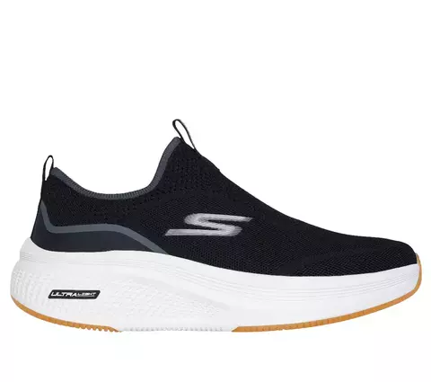 Zapatilla deportiva negra SKECHERS GO RUN ELEVEN 2.0 con suela blanca y detalle del logo en lateral
