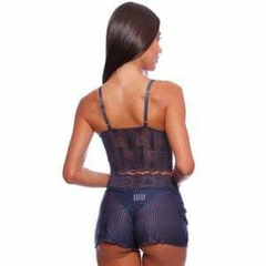 Baby doll listrado com detalhes em renda patitex - Profana Sex Shop