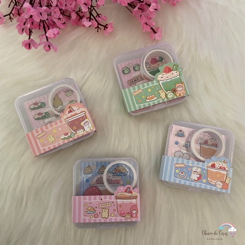 Mini caixa surpresa (washi, adesivo e folhinhas)