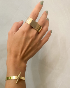 Anel Ajustável Chapa Dupla Metal Banhado a Ouro - comprar online