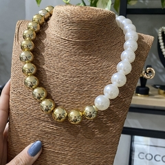 Choker Duo Esfera Pérola Banhado a Ouro - comprar online
