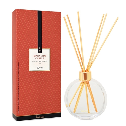 VIA AROMA - DIFUSOR DE VARETAS 200ML MAÇÃ COM CANELA