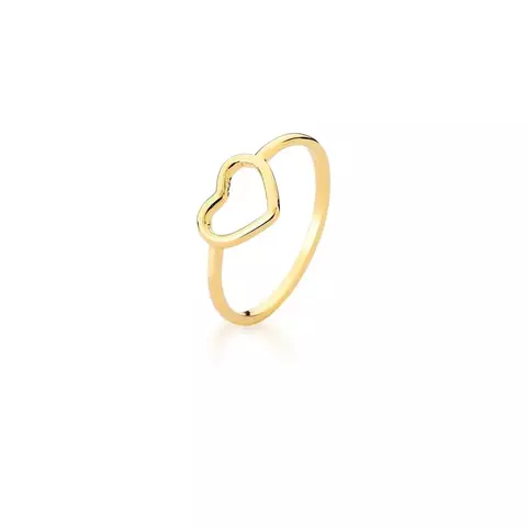 ANEL FALANGE COM CORAÇÃO VAZADO E LISO BANHADO A OURO