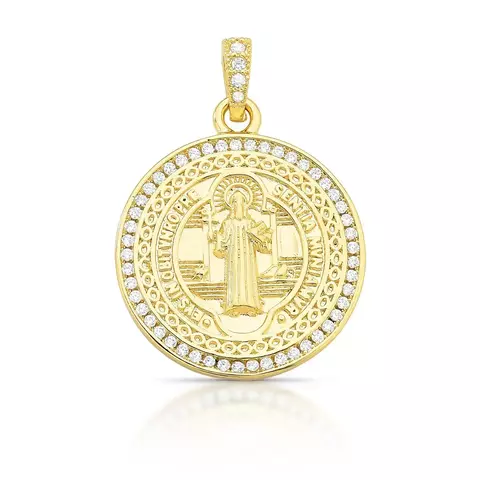 PINGENTE REDONDO MEDALHA SÃO BENTO BANHO A OURO