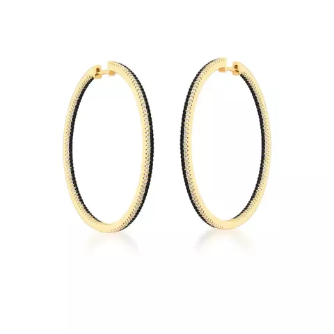 ARGOLA DUAS FILEIRAS COM ZIRCÔNIAS PRETO E BRANCO BANHADA A OURO