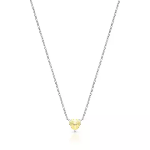 COLAR COM PINGENTE DE CORAÇÃO PONTO DE LUZ PRATA RODINADA