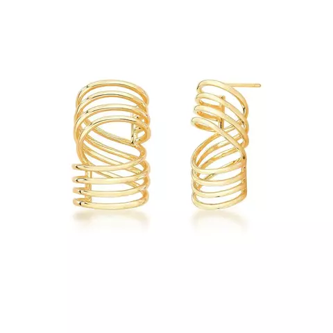 BRINCO CURVO QUATRO VOLTAS LISAS BANHADO A OURO