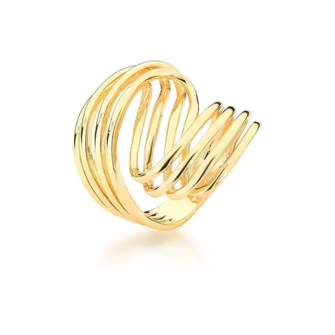 ANEL CURVO QUATRO VOLTAS LISAS BANHADO A OURO